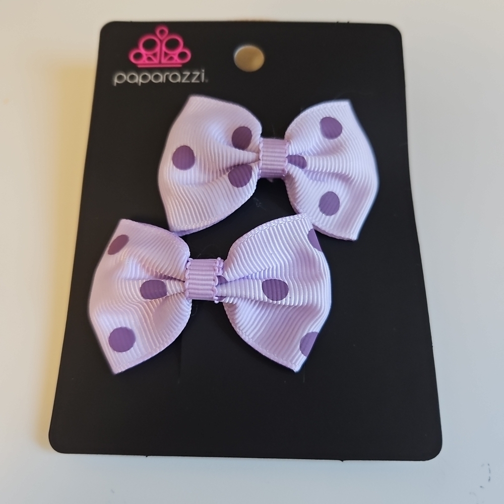 Paparazzi Lavender Polka Dot Hair Bows